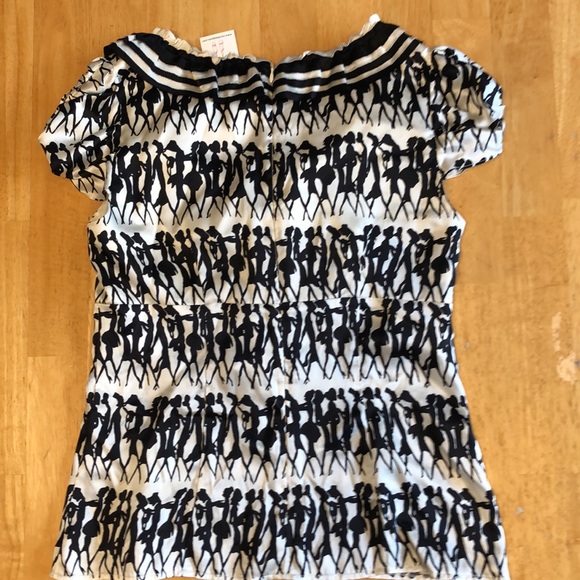 Nanette Lepore Chit Chat Top pearl/black size 8 - Picture 8 of 8